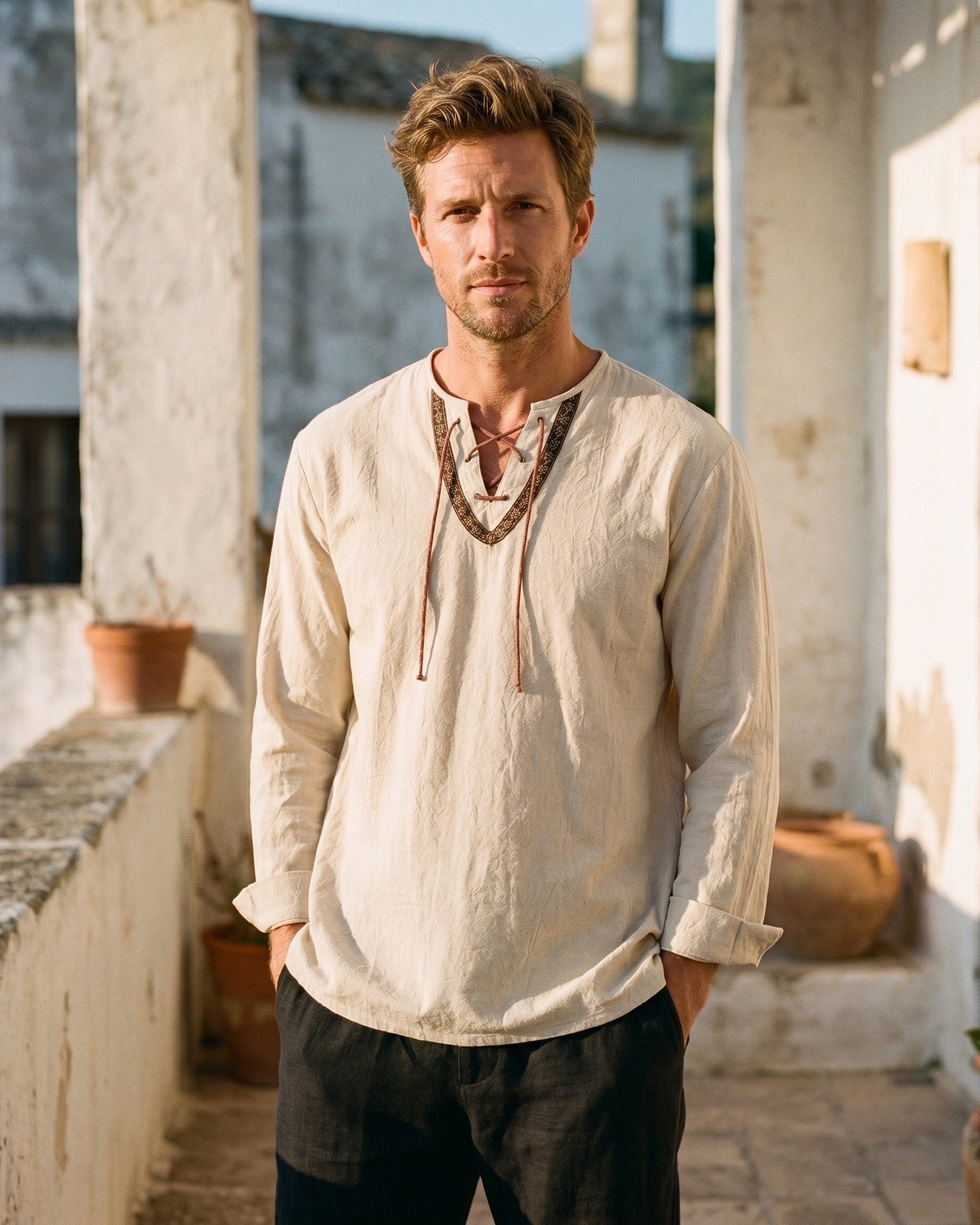 Vicente Cotton Blend Linen Shirt