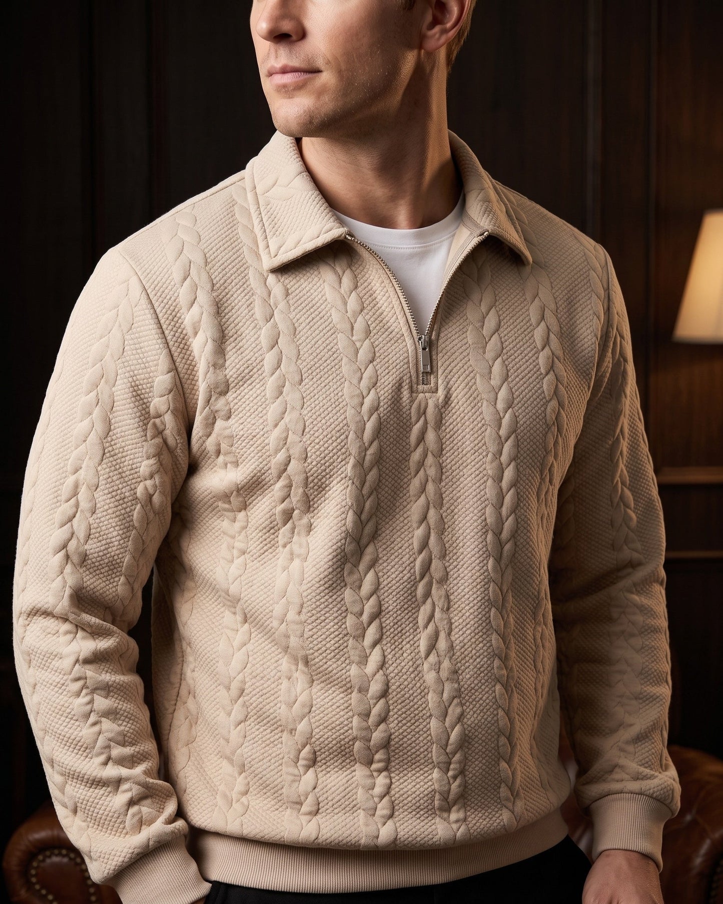 Rinaldo Cable-Jacquard Quarter-Zip