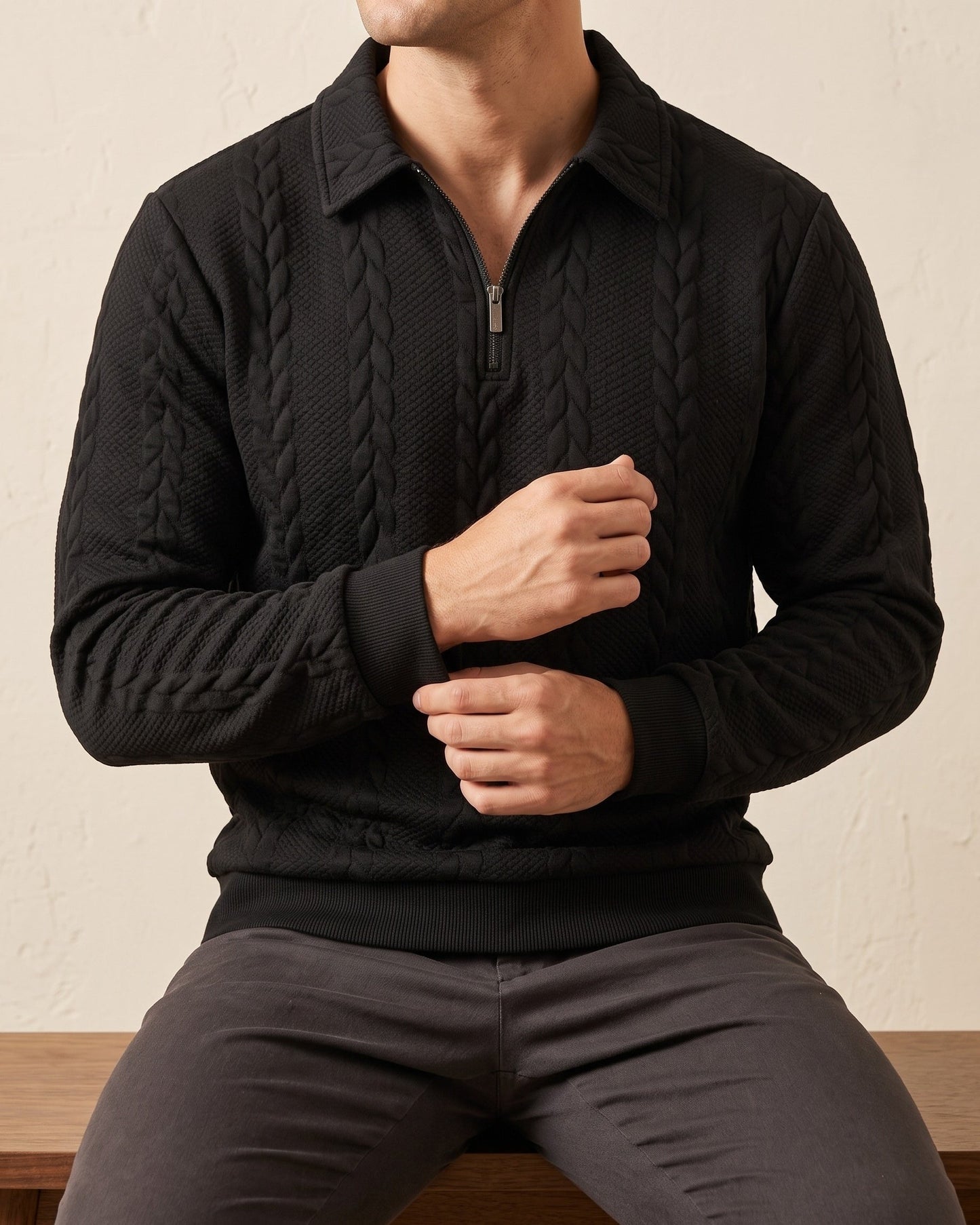 Rinaldo Cable-Jacquard Quarter-Zip
