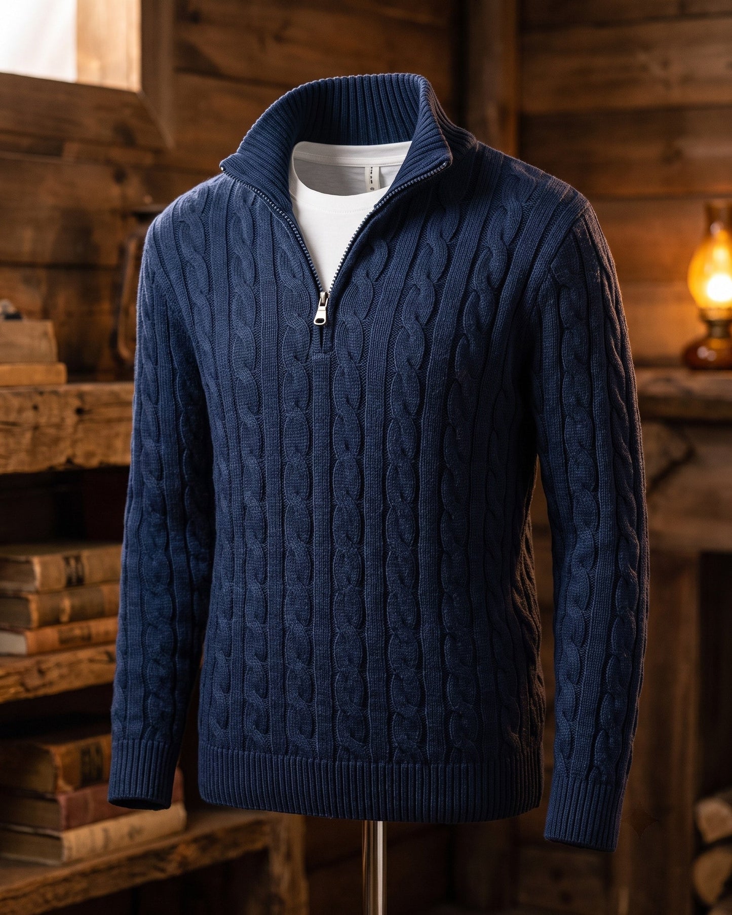 Vicente Cable Knit Quarter-Zip Sweater