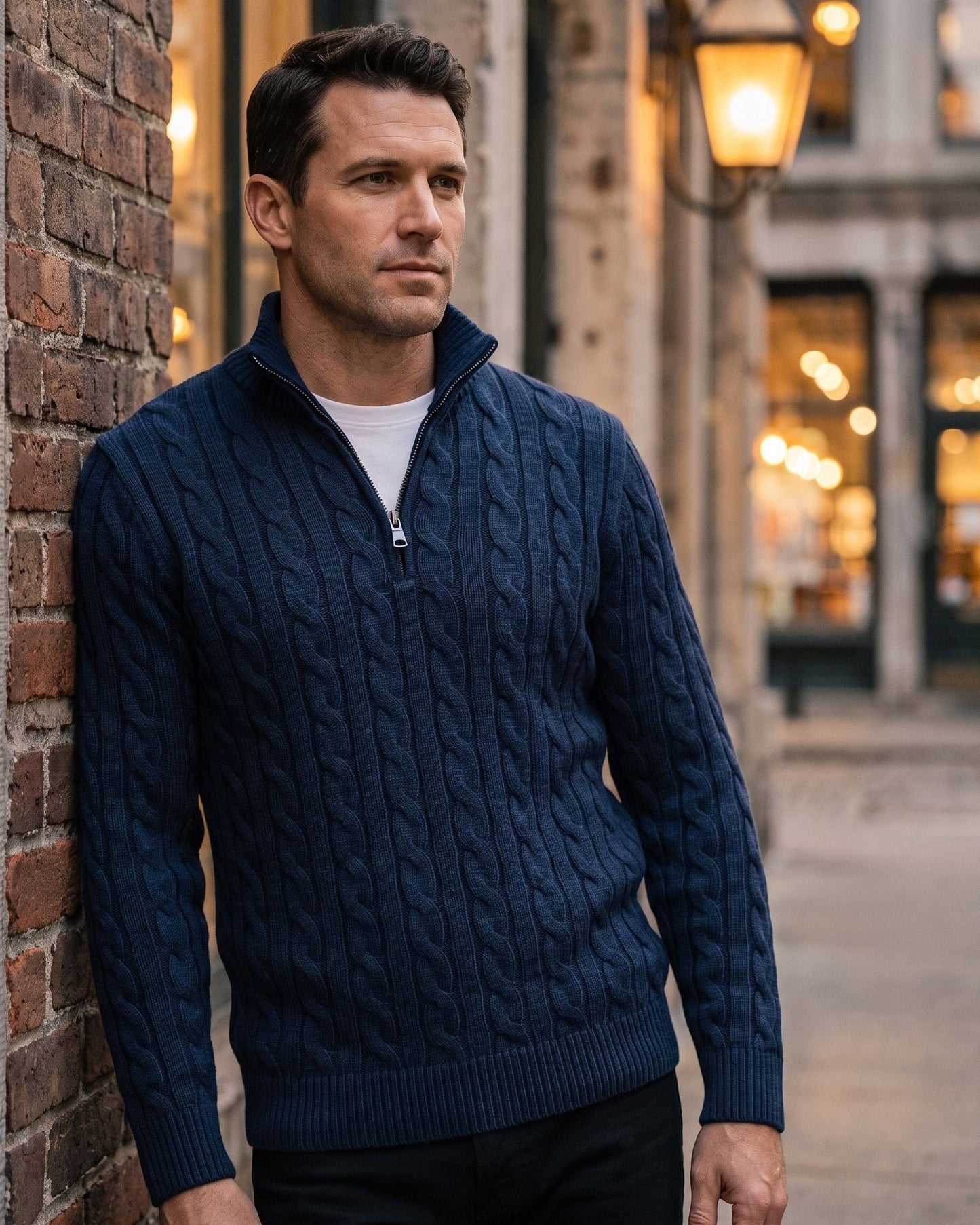 Vicente Cable Knit Quarter-Zip Sweater