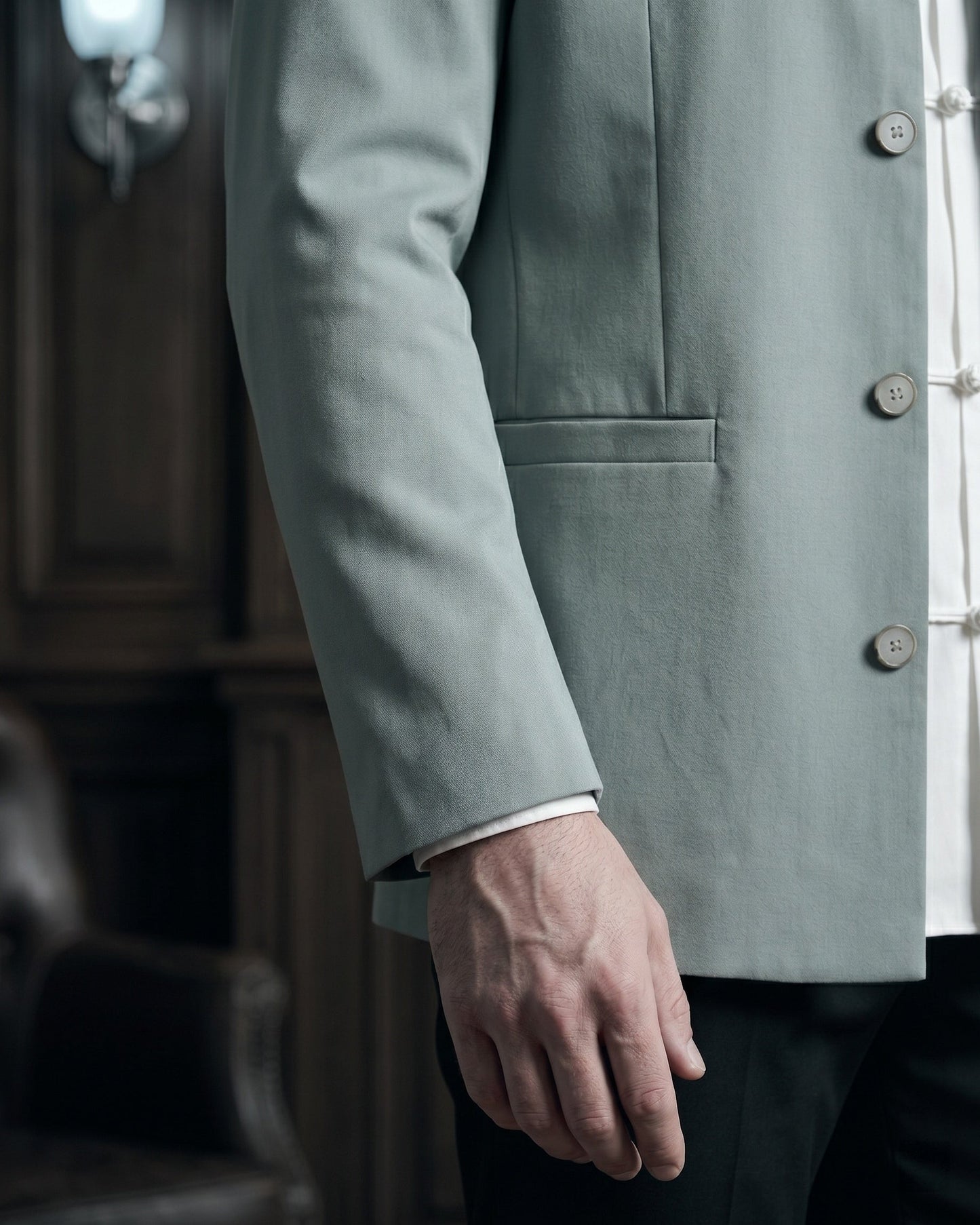 Dante Linen Mandarin Collar Jacket
