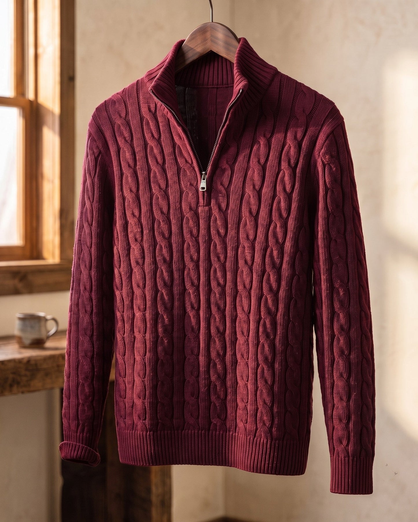 Vicente Cable Knit Quarter-Zip Sweater